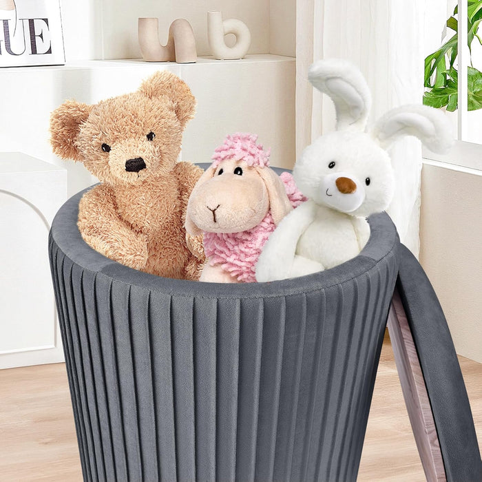 Ottoman Coffee Table,Round Ottoman with Storage Set of 3,Vanity Stool with Storage for Bedroom, Small Velvet Foot Stool for Living Room