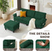 84-Inch Green Convertible L-Shaped Sectional Sofa Chaise