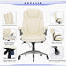 Executive Office Chair-Ergonomic Computer Desk Chair with Upgraded Caster for Swivel, High Back Office Chair with Padded Flip-Up Arms, Stylish Leather Chair Thicken Seat for Comfort (Ivory, 300Lbs)