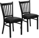 Hercules Series Vertical Back Metal Restaurant Chairs, Upholstered Armless Dining Chairs for Restaurants/Kitchens, Set of 2, Black