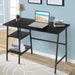 43" Home Office Computer Desk Trestle Desk with 2 Shelves Writing Study Workstation Style Wood Table Metal Frame for Home Office Reversible Storage Desk, Black