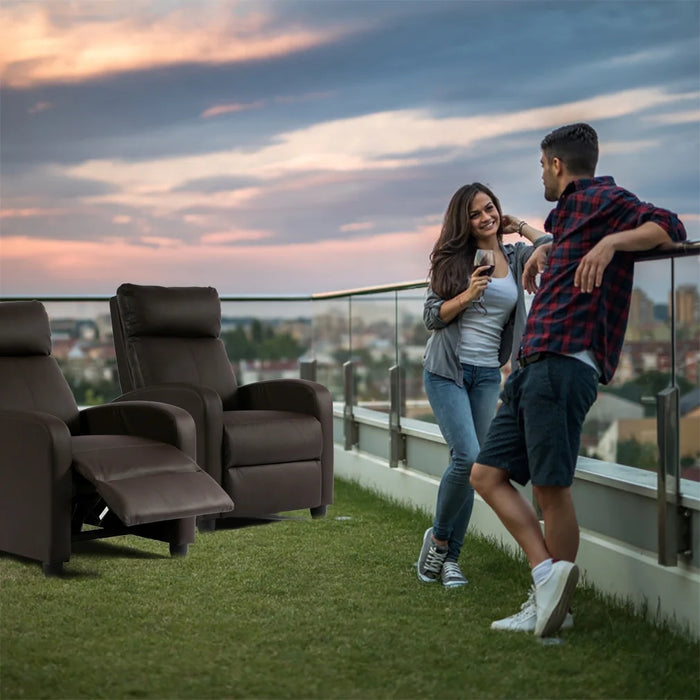 Single Recliner Chair Sofa Furniture Modern Leather Chaise Couch,Brown