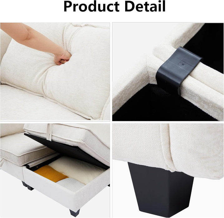 Beige Modular Sectional Sofa Featuring Sleeper Storage