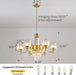 7-Light Modern Large Crystal Chandelier Gold Adjustable Hanging Pendant Light Vintage Farmhouse Ceiling Light Fixture for Living Room Dining Room Bedroom Foyer Entryway Staircase