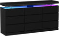 63" 9 Drawer Dresser with LED Light, Black