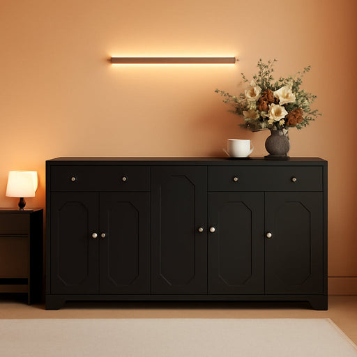 71" Modern Arched Sideboard Buffet Cabinet with Storage, Black