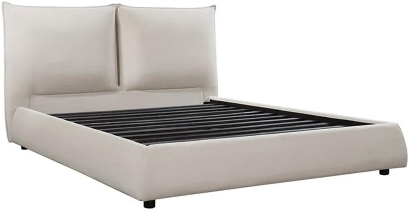 Linna Chenille Upholstery Eastern King Platform Bed in Beige