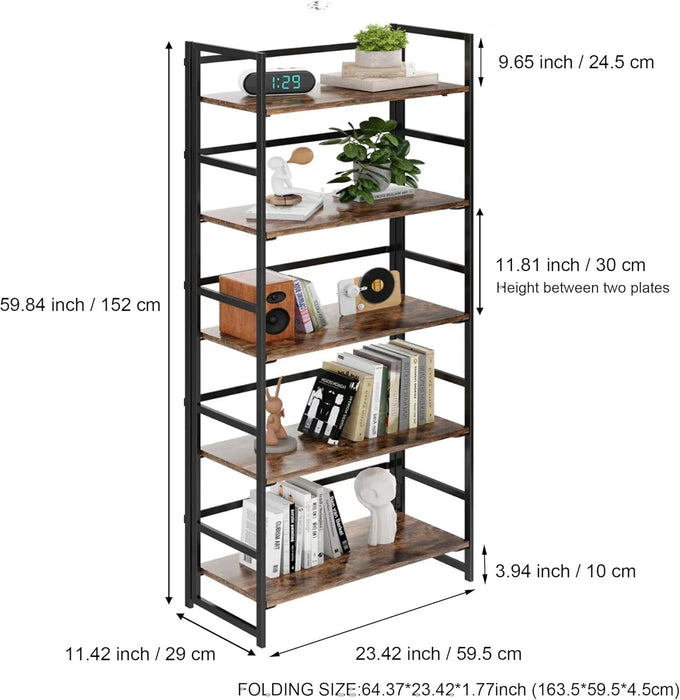 Folding FiveTier Bookshelf Plant Stand Fire SpaceSaving