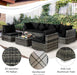 7 Pieces Patio Rattan Furniture Set, Patiojoy Outdoor Conversation Set with Cushions and Tempered Glass Coffee Table, All-Weather Sectional Sofa Set for Garden, Lawn, Backyard (Black)