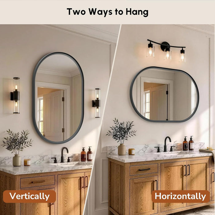 Black Oval Mirror 24X36 Inch, Oval Bathroom Mirror
