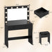 Makeup Vanity Desk with Large Lighted Mirror，35.4 Inch Makeup Vanity Table with 2 Drawers，Soft-Padded Storage Stool，3 Lighting Modes Available, Suitable for Bedrooms（Black）