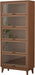 Solid Wood Bookcase with Tempered Glass Doors – Spacious 5-Tier Storage Shelf with Glass-Front Design, Flip-Top Hidden Doors for Apartments & Home Offices (72 Inches Tall)