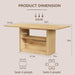 63" Dining Table with Storage, Farmhouse Rectangular Kitchen Table | Fluted Kitchen Table for 6-8 with 2-Tier Storage Shelf, Farmhouse Wood Table
