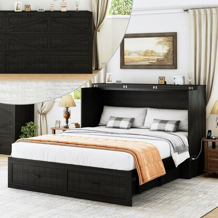 Queen Size Murphy Bed With IntegratedChargingStation