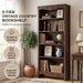 5-Tier Bookshelf, Mid-Century Bookcase,Fluted Wood Booklshelf, Walnut | Modern Bookcase with Classic Fluted Details, Freestanding Wood-Look Storage Rack for Home Office, Living Room, and Bedroom