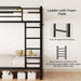 Bunk Bed Twin over Twin, Metal Bunk Beds with Desk & Power Outlet, Heavy-Duty Twin Bunk Beds with Storage Rack, Bunkbeds Frame with Safety Guardrail & Ladders for Juniors, No Box Spring Needed, Black