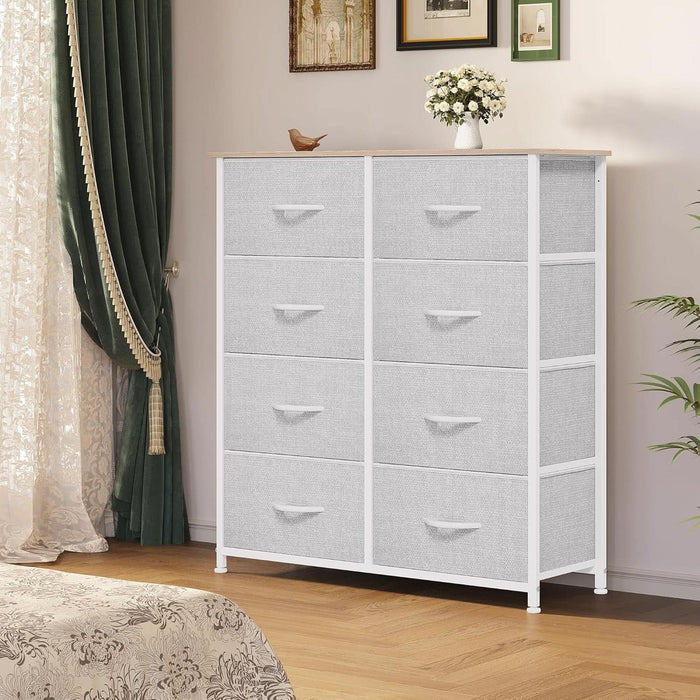Dresser for Bedroom, Fabric 8 Drawers, Tall Dresser with Fabric Bins, Storage Tower Unit, Chest of Drawers for Living Room, Hallway, Closets