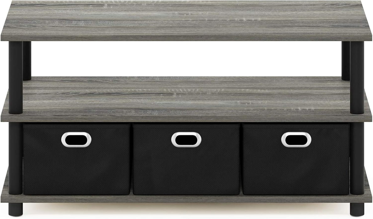 Turn-N-Tube Coffee Table, 31.22D X 15.5W X 15.8H In, French Oak Grey/Black/Black