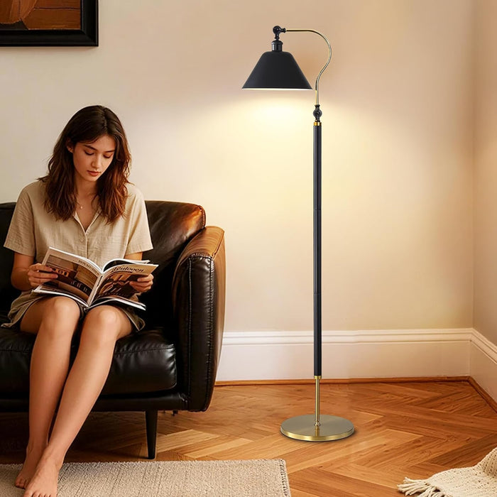 60 in Modern Solid Wood Floor Lamp,Black Standing Lamp with LED Bulb