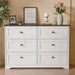 Dresser for Bedroom with 6 Drawers, 47.2" Wide Modern Chest of Drawers with Handle,Dresser TV Stand,White Dresser with Black Countertop for Living Room, Hallway