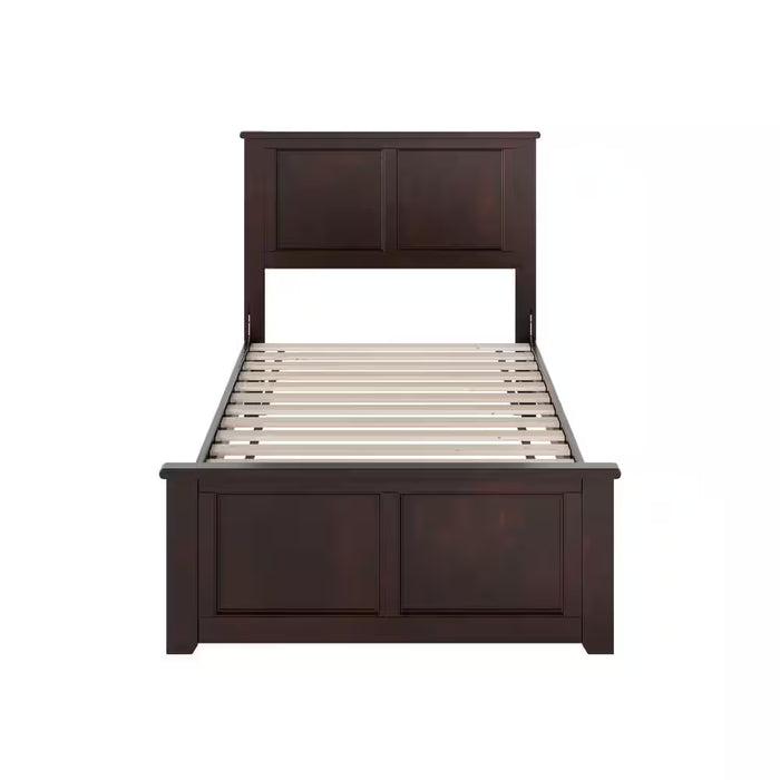 Charlotte Espresso Black Solid Wood Frame Twin Low Profile Platform Bed with Matching Footboard