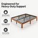 10 Inch Bamboo Full Bed Frame with Curved Leg, Warm Brown Color