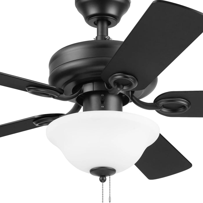 44" Black Indoor Ceiling Fan with Light, 5 Blades, Pull Chains & Reverse Airflow