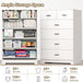 Dresser with Power Outlets Wooden 6 Drawer Dresser with Large Organizer White Tall Storage Organizer with Smooth Metal Rail Modern Chest of Drawers Closet for Bedroom Hallway