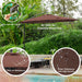 10Ft Heavy Duty Patio Hanging Offset Cantilever Patio Umbrella W/ Base Included, Brown