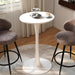 Modern Tulip round Bar Table, 41” Height Bistro Pub Table, Height Cocktail Bar Table with Metal Pedestal Base and MDF Top for Kitchen, Dining Room, Home Bar, Café, Small Spaces, White