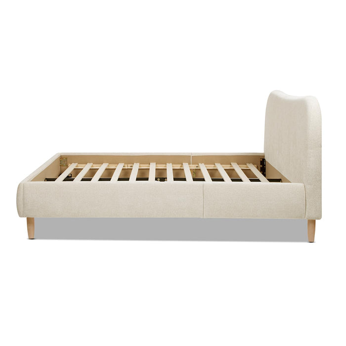 Jennifer Taylor Home Roman Curved Headboard Upholstered Platform Bed, Queen, Oatmeal Light Beige Chenille