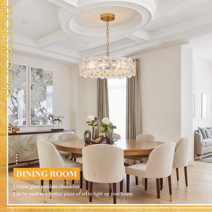 Stunning Gold Glass Flower Chandelier Lights 20Inch