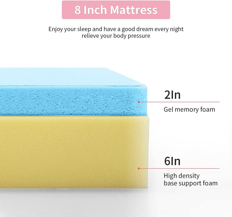 8 Inch Full Gel Memory Foam Mattress Fiberglass Free/Certipur-Us Certified/Bed-In-A-Box/Cool Sleep & Comfy Support/Mattress in a Box