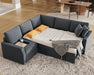 Grey Sectional Sofa Bed L-Shaped, 85", Storage