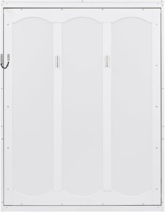 Queen Murphy Cabinet Bed Integrated Shelving White