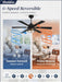 48" Farmhouse Ceiling Fans with Lights and Remote,Industrial Large Ceiling Fan with 6-Speed Reversible DC Motor and 6 Dual Finish Blades,Black Ceiling Fan with Light for Living Bedroom Patio