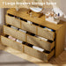 Rattan 7 Drawer Dresser for Bedroom,55" Wide,Natural Oak,Modern Chest of Drawers with 7 Large Storage Space and Curved Edge Design, 7 Drawer Large Dresser for Bedroom
