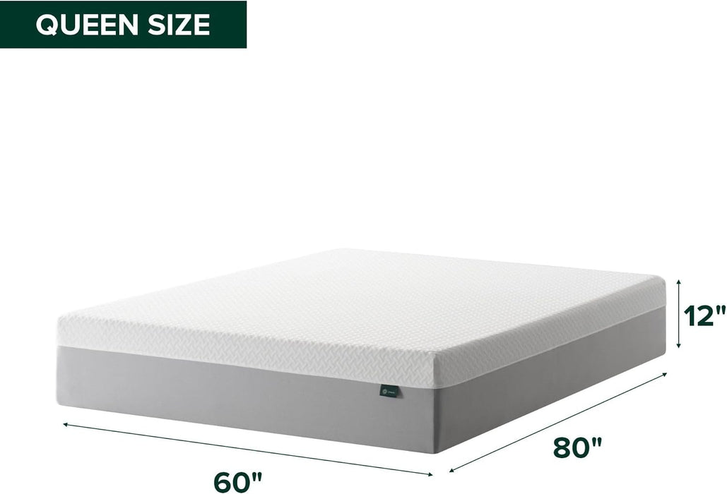 12 Inch Queen Green Tea Essential Memory Foam Mattress, Medium Feel