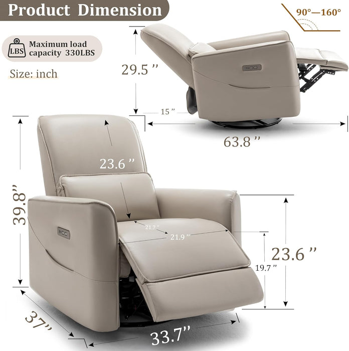 Power Rocking Recliner Chair with USB & Type-C