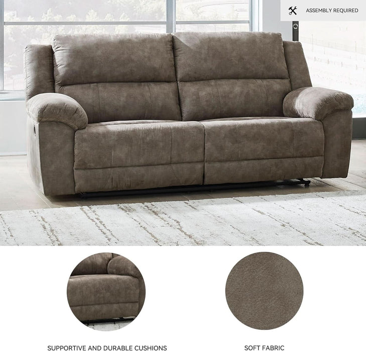 Laresview Contemporary Faux Leather Manual 2 Seat Reclining Sofa, Gray