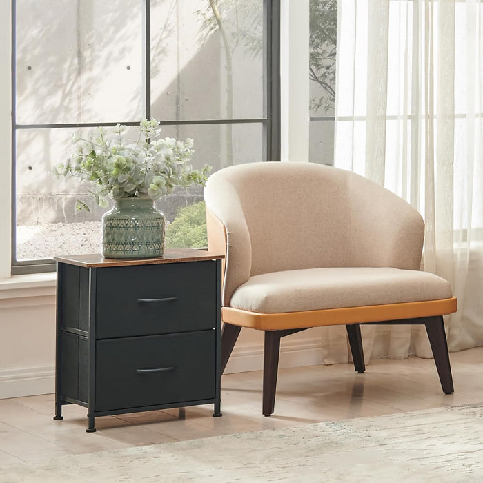 Black Nightstand with 2 Drawers