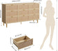 Rattan 9 Drawer Dressers for Bedroom, Tall Dresser with Deep Drawers, Large Chest of Drawers for Closet with Wide Top, Long Wooden Dresser for Living Room, Hallway, Kids Room, Natural