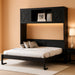 Full Size Murphy Bed with 2 Storage Cabinets, Wood Hidden Foldable Wall Bed Frame W/Bookcase Shelves, Storage Bed Cabinet for Bedroom, Office, Space-Saving, No Box Spring Needed, Black