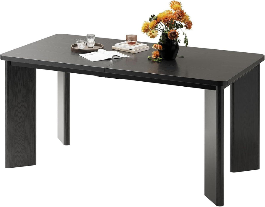 63" Rectangular 4-8 Person Dining Table, Industrial Kitchen Table with 45° Diagonal Legs and round Safety Corner, Wood Diningtable for Dining Room, Kitchen, Living Room, Black