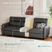 85Inch Black Faux Leather Executive Sofa USBChargingPorts