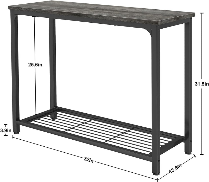 Console Table Sofa Table with Mesh Shelves, 2 Tier Entryway Table Foyer Table for Entryway, Front Hall, Hallway, Sofa, Couch, Living Room, Coffee Bar, Kitchen, Grey, 32 Inch