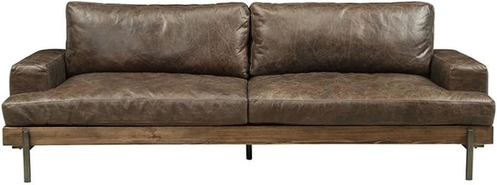 Silchester Leather Sofa in Oak and Distress Chocolate