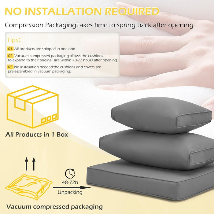 Outdoor Replacement Cushions for Patio Furniture,Water-Repellent Sofa Cushion for 6-Seat Rattan Wicker Sectional Patio Conversation Sets,14-Piece Cushions Set for Outdoor Couch-Gray