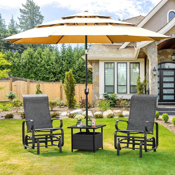 Outdoor Patio Glider, Rocking Lounge Chair with Sling Fabric and Steel Construction for Porch Patio Balcony Set of 2