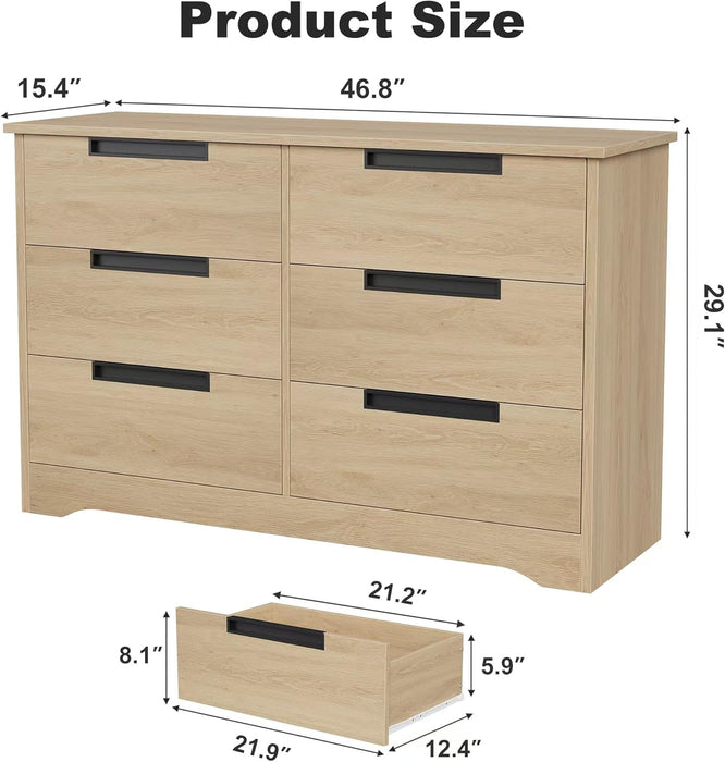 , Modern Closet Dresser Organizer with Embedded Handles Design, Wooden Chest of Drawers for Living Room, Nursery, Hallway - Natural